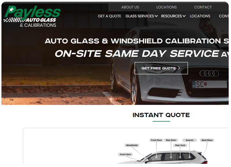 Payless Auto Glass Webstie Image